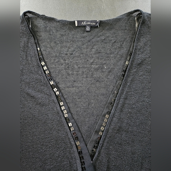 NWOT - Sheer Linen Blend Anne Klein Black Cardigan - Size XL - Picture 6 of 6